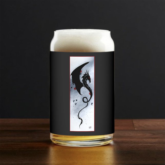 Vaso Con Forma De Lata Flores rojas azules Dragón negro (Subido por el creador)