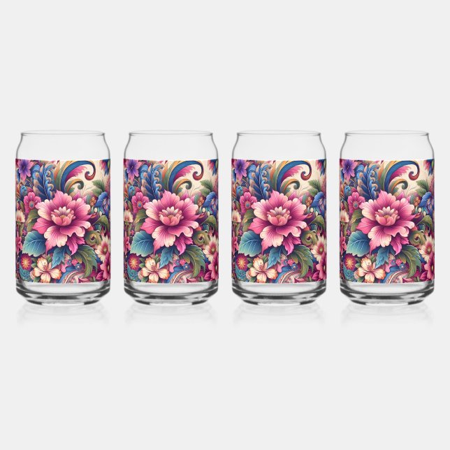Vaso Con Forma De Lata Flores salvajes rosas (Anverso)