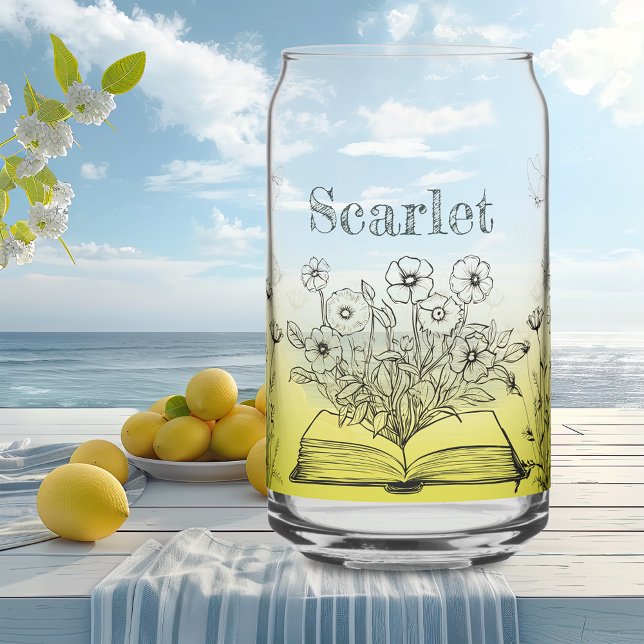 Vaso Con Forma De Lata Flores silvestres amarillas y mariposas (Subido por el creador)