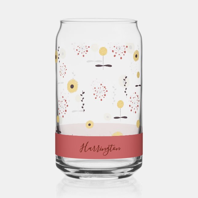 Vaso Con Forma De Lata Flores silvestres boho personalizadas con nombre p (Anverso)