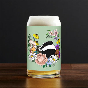 Vaso Con Forma De Lata Flores Silvestres de Tejón Bosque Hongos Verde Sal
