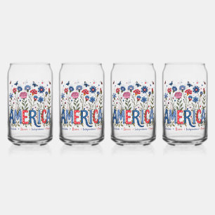 Vaso Con Forma De Lata Flores silvestres estadounidenses patrióticas dive