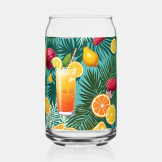 Vaso Con Forma De Lata flores tropicales, frutas coloridas Drinkware Set