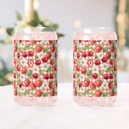 Vaso Con Forma De Lata Flores y Frutas