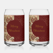 Flowers,Burgundi Red Gold Glitter, Merry Christmas
