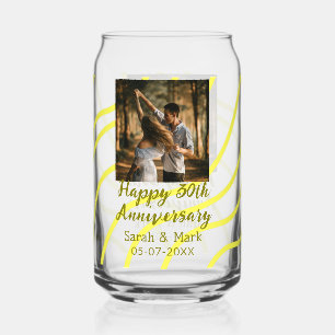 Vaso Con Forma De Lata Foto dorada amarilla 30 aniversario de bodas nombr