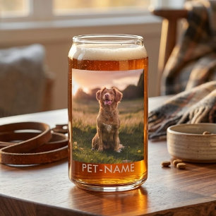Vaso Con Forma De Lata Foto personalizada con el nombre de tu perro