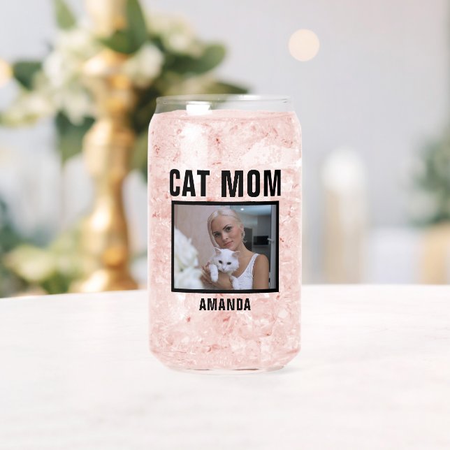 Vaso Con Forma De Lata Foto personalizada de mamá de gato (Insitu (Boda))