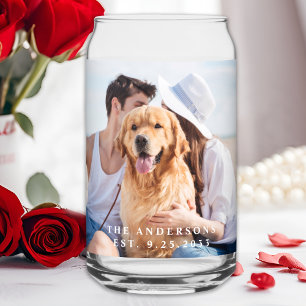 Vaso Con Forma De Lata Foto personalizado Nombre de recién casada Fecha B