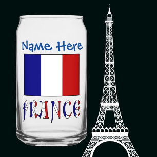 Vaso Con Forma De Lata Francia y Azul de Bandera Francesa Personalización