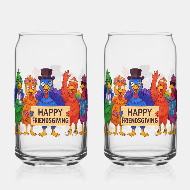 Vaso Con Forma De Lata Friendsgiving Turkey Soda Glass (Anverso)