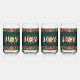 Vaso Con Forma De Lata frontera floral de JOY navidad