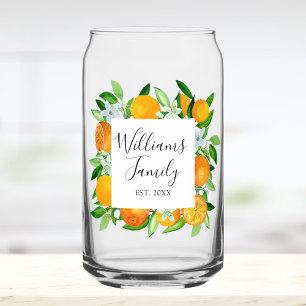 Vaso Con Forma De Lata Frutas y flores naranjas botánico floral de verano