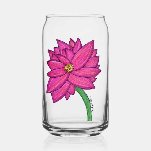Vaso Con Forma De Lata Fuchsia Pink Flower with blue background Tote (Anverso)