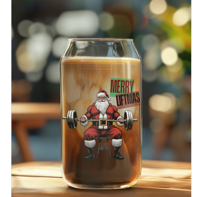 Vaso Con Forma De Lata Funny Fitness Navidades Liftmas Barbell Santa (Merry Liftmas Christmas Swole Santa Fitmas Gift)