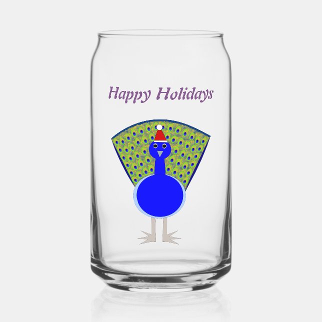Vaso Con Forma De Lata Funny Navidades Peacock Personalizado (Anverso)