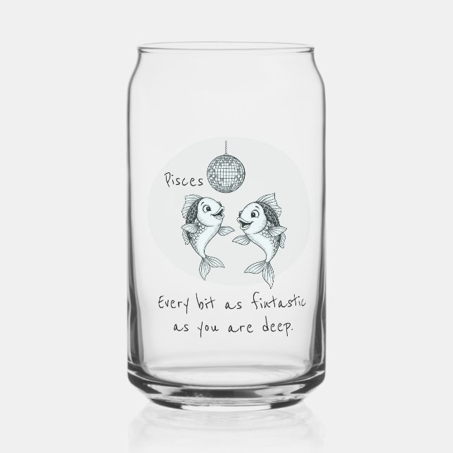Vaso Con Forma De Lata Funny Pisces Zodiac Disco Fish Drinkware Set (Anverso)