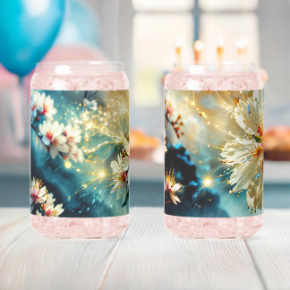 Vaso Con Forma De Lata Gafas de Petales Blancos