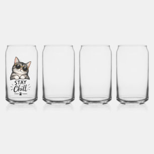 Vaso Con Forma De Lata Gafas de sol Stay Chill Cat – Diseño de amante de
