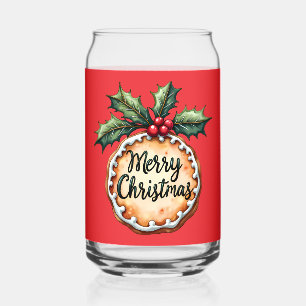 Vaso Con Forma De Lata Galleta de Navidad con bayas de acebo rojas