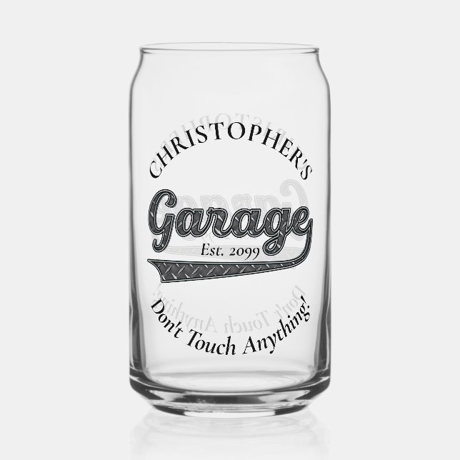 Vaso Con Forma De Lata Garage No Toques Nada De Drinkware (Anverso)