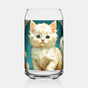 Vaso Con Forma De Lata Gato blanco Alphonse Mucha Art Nouveau