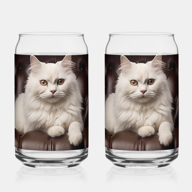 Vaso Con Forma De Lata Gato blanco majestuoso (Anverso)