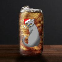 Gato Gris Divertido Gruñón Navidad Humor Festivo
