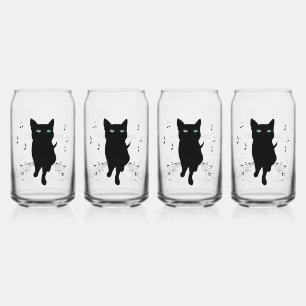 Vaso Con Forma De Lata Gato negro rodeado de notas susurrantes de música