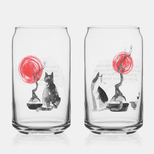 Vaso Con Forma De Lata Gatos con Bonsais y Citas de Buda
