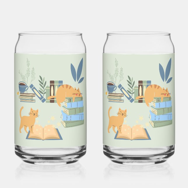 Vaso Con Forma De Lata Gatos de Biblioteca (Anverso)