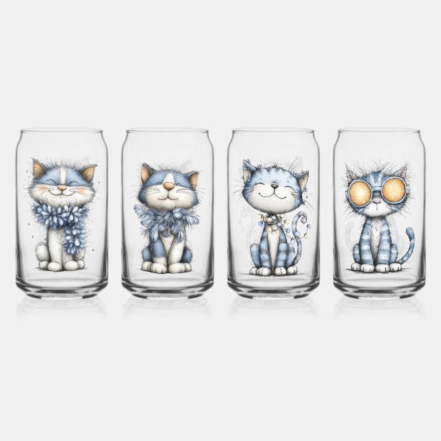 Vaso Con Forma De Lata Gatos de Navidad Caprichosos (Anverso)