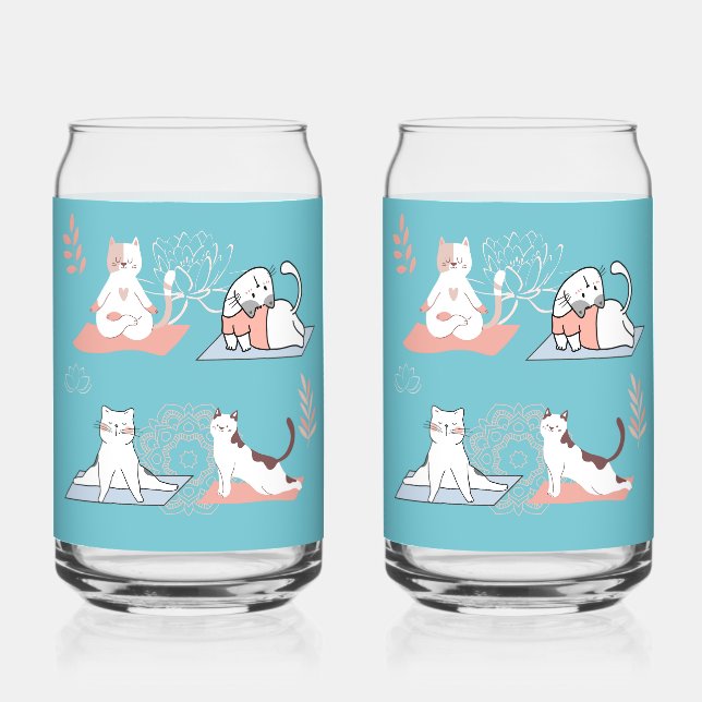 Vaso Con Forma De Lata Gatos de yoga (Anverso)
