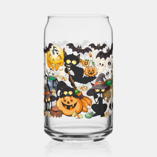 Vaso Con Forma De Lata Gatos divertidos de Halloween en una fiesta
