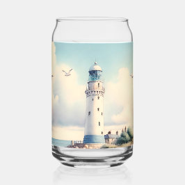 Vaso Con Forma De Lata Gaviotas de faro costero Serenidad de cielo pastel