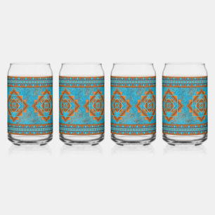 Vaso Con Forma De Lata Geométrico turquesa de los picos de montaña del su
