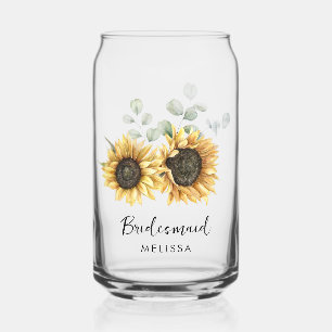 Vaso Con Forma De Lata Girasol floral de acuarela para boda dama de honor