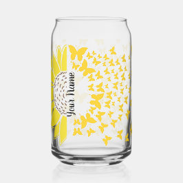 Vaso Con Forma De Lata Girasol personalizado en mariposas