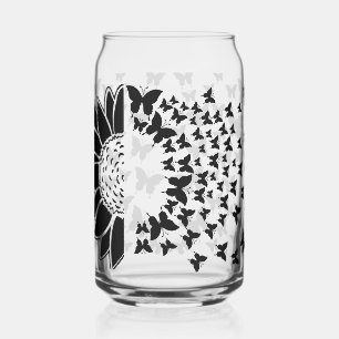Vaso Con Forma De Lata Girasol y mariposas