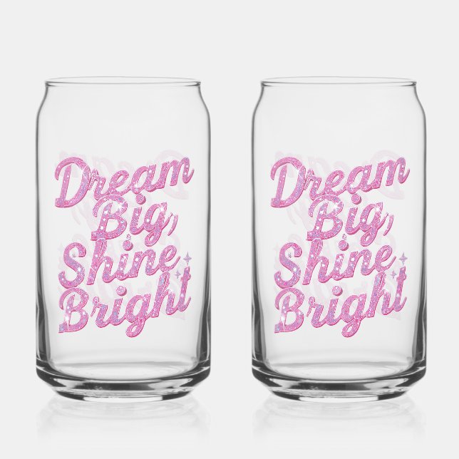 Vaso Con Forma De Lata Girly Pink Sparkle Motivational Quote (Anverso)