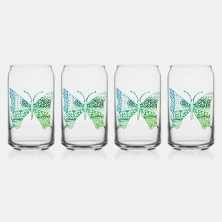 Vaso Con Forma De Lata Glasos de mariposa verde lindo Zen