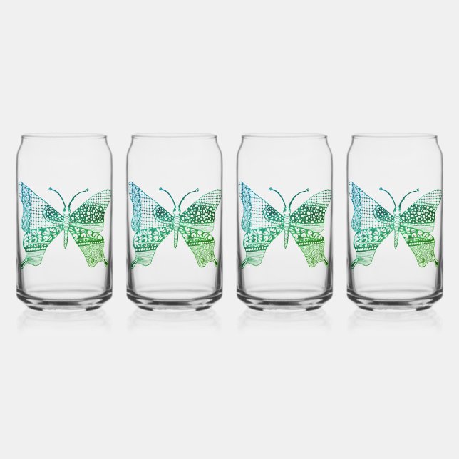 Vaso Con Forma De Lata Glasos de mariposa verde lindo Zen (Reverso)