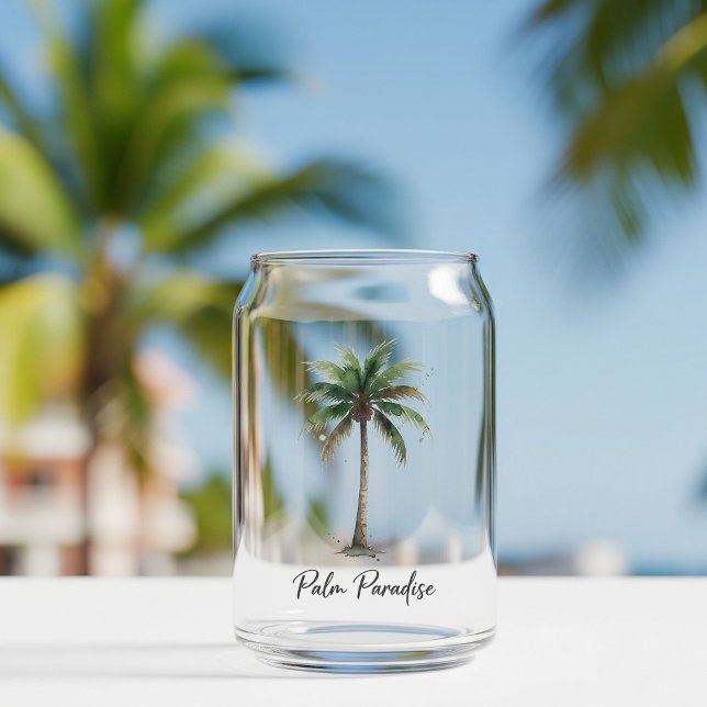 Vaso Con Forma De Lata Glasses Elegant Tropical Style, Palm, Minimalist (Subido por el creador)