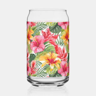 Vaso Con Forma De Lata Glassware de Flores Tropicales