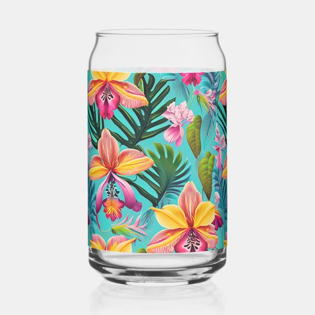 Vaso Con Forma De Lata Glassware de Flores Tropicales (Anverso)