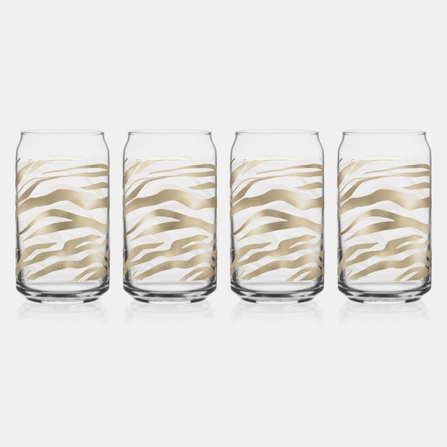 Vaso Con Forma De Lata Gold Cream Zebra Print   (Reverso)