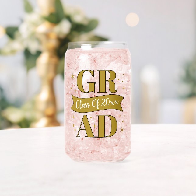 Vaso Con Forma De Lata Gold & White Graduation Party (Insitu (Boda))