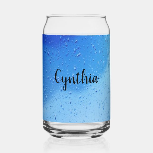 Vaso Con Forma De Lata Gotas de agua azul Guay personalizadas (Anverso)
