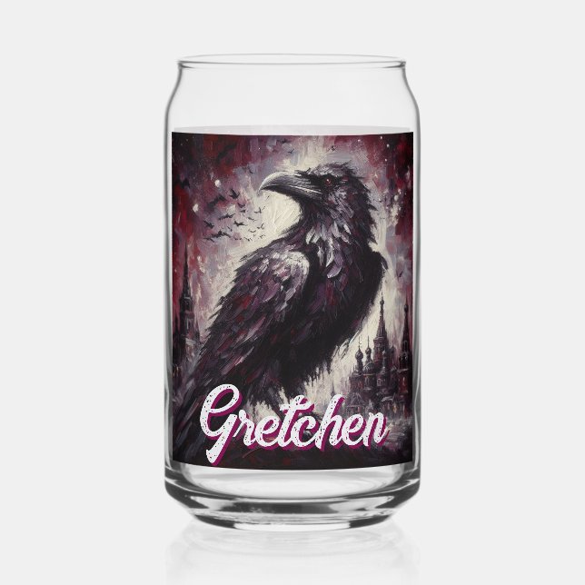 Vaso Con Forma De Lata Gothic Raven Crow Bird Painting Personalized (Anverso)