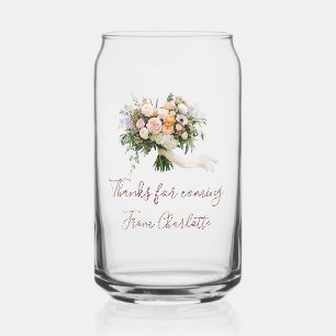 Vaso Con Forma De Lata gracias por venir ramo floral verde azul nombre mo